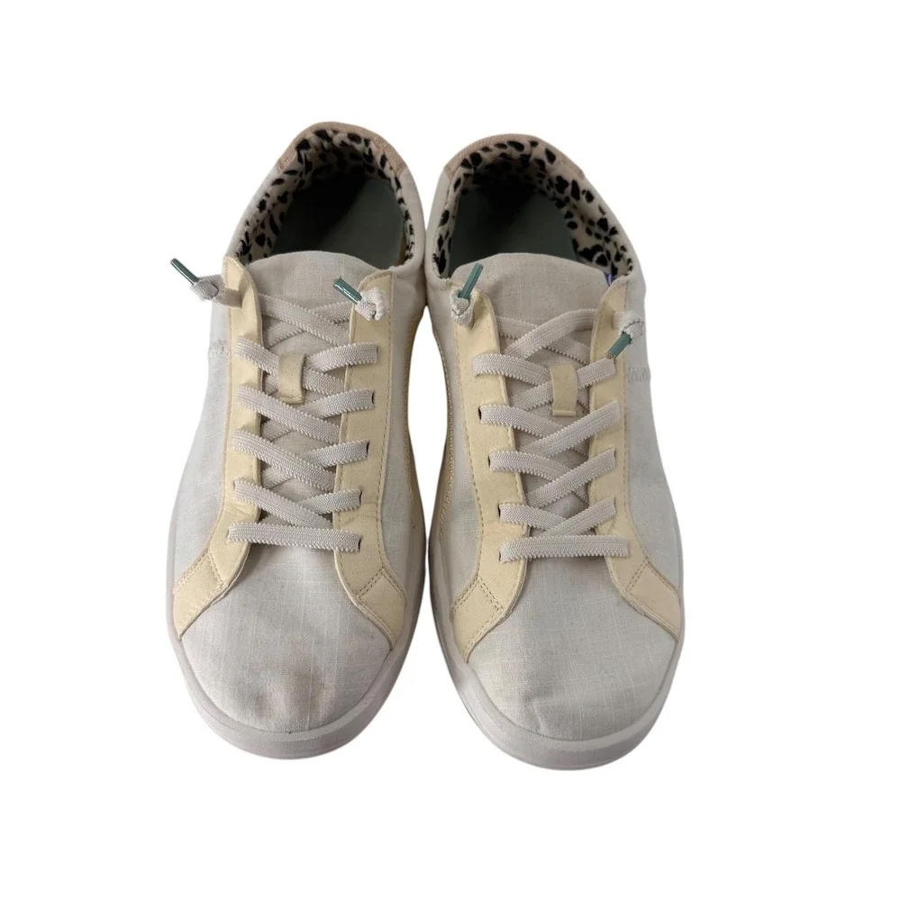 Hey Dude Karina Classic Womens 10 White Cream Leopard Print Sneakers